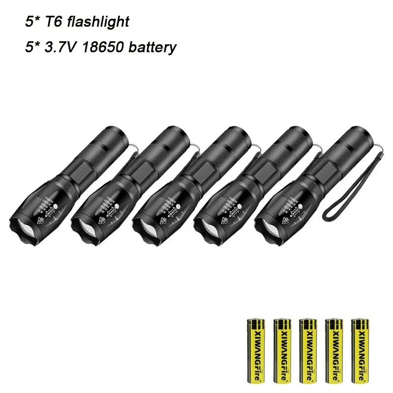 Powerful T6 LED Flashlights 5 Mode Zoomable Light Mini Flashlights for Outdoor Camping Walking Lamp Powerful Emergency Lantern