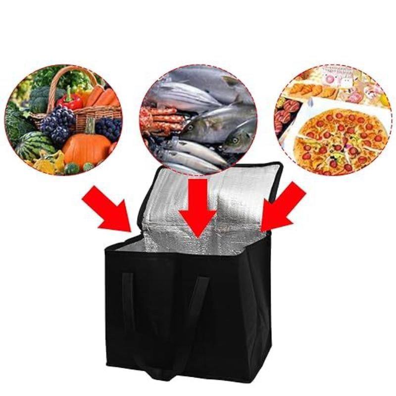 Large 41L Insulated Thermal Food Carrier Bag Portable Zipper Tinfoil Lined Bag for Home Catering Outdoor Picnic