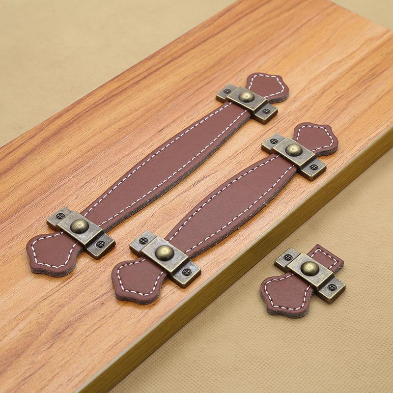 Brown-Black Leather Handle for Suitcases, Bags, Drawers, and Cabinets