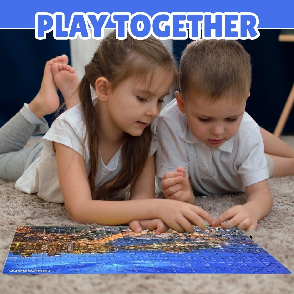 PosterPapaa City of Light Jigsaw Puzzle, Set of 4, 150 Pieces Each, 600 Pieces Total, A4 Size, 8.27" X 11.69", Colorful, Family-Friendly, Bold Puzzle