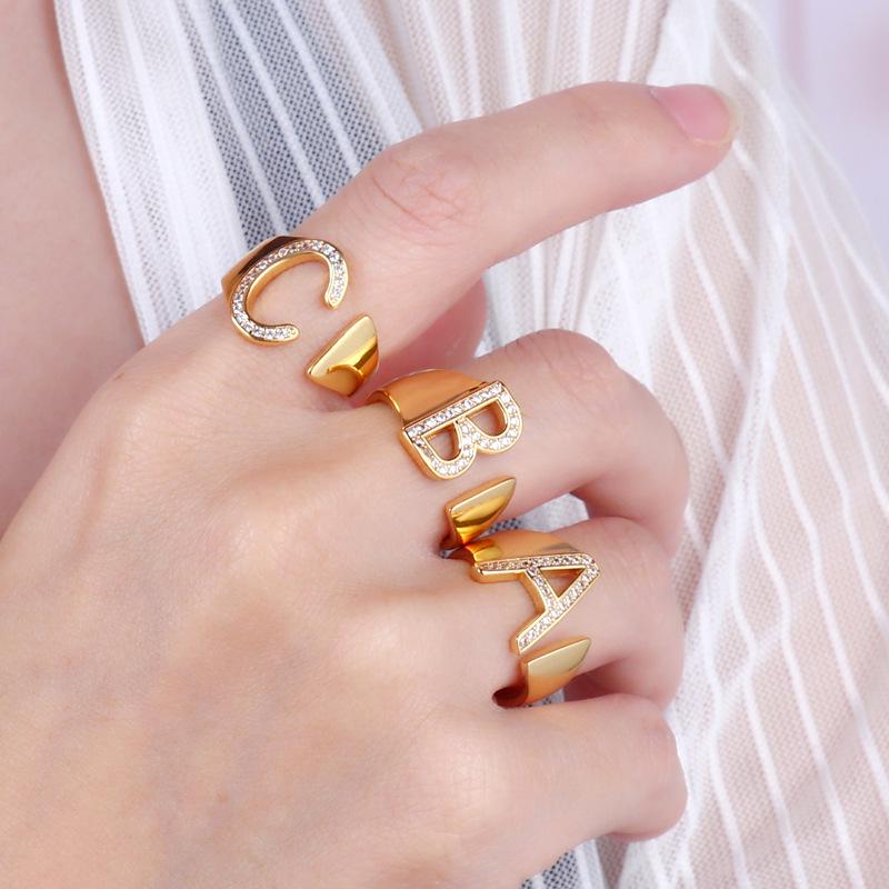 26 English Alphabet Adjustable Women's Fashion Rings