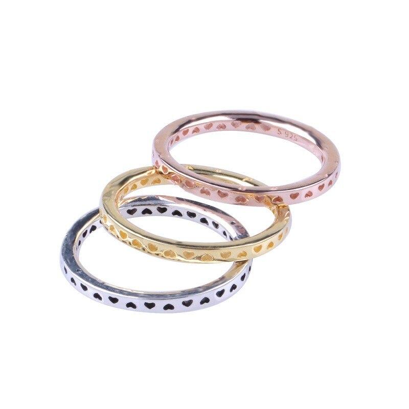 925 Sterling Silver Pan Ring Silver Single Ring Hollow Heart Ring For Women Wedding Party Gift Fashion Jewelry
