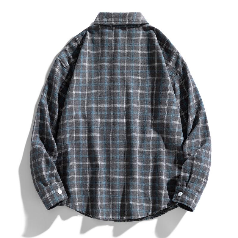 Men's Long-sleeved Plaid Shirt Plus Size Couple's Cotton Spring and Autumn Plus Size