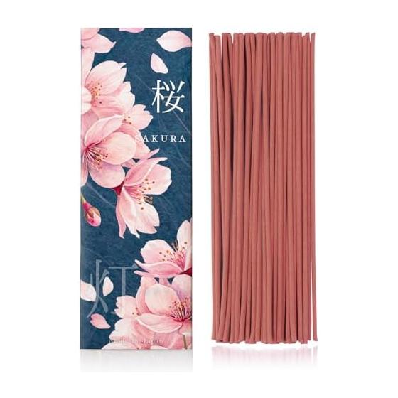 [Quiet Evening, Sweet Cherry Blossom Scent] Incense, Cherry Blossom Sticks, Approximately 60 Pieces, Made in Japan, Naturally Originated, Sakura