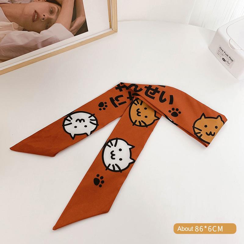 Foulard di Seta Fascia per Capelli Nastro Lungo Fiocco Stampa Coreana Lettera Foulard per Capelli Donna Porta Coda di Cavallo Accessori per Capelli