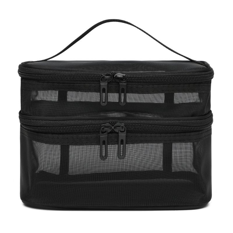 Cosmetic Bag Nylon Makeup Bag Single/Double Layer Cosmetic Bag Large Capacity Toiletry Storage Bag for Travel Portable