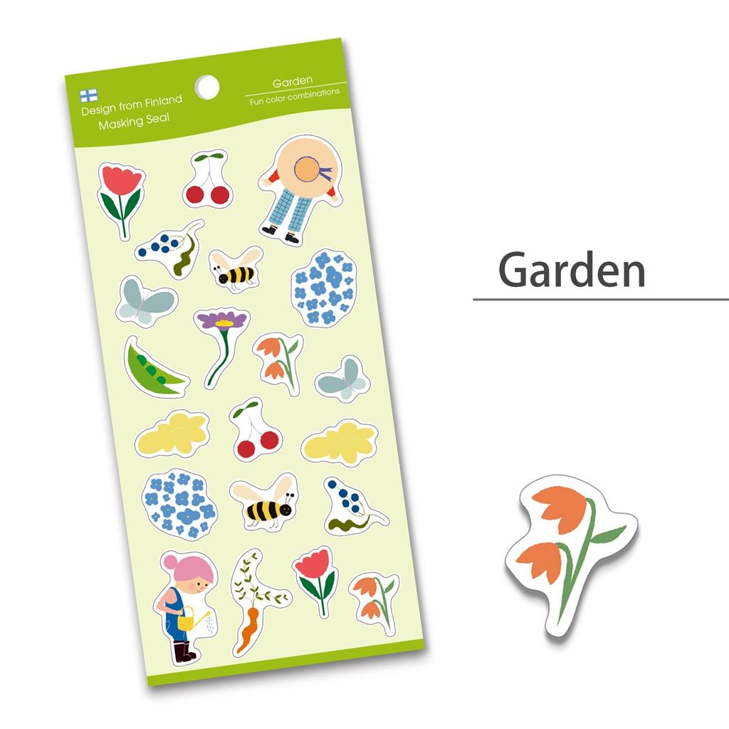 Kamiiso Sangyo Masking SAIEN Finland Heidi Lazy Garden Set of 9 x Made in 78002024 Stickers, (Garden, Autumn, Party, Day, Sweets, Letters), 6, Approx.