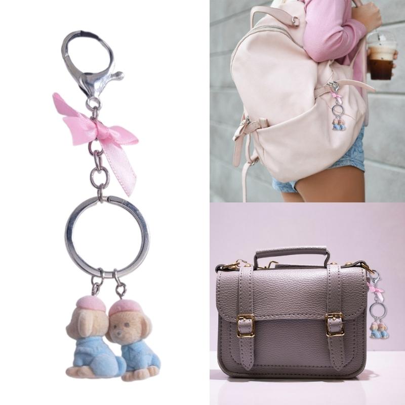 Cartoon Puppy Dog Charm Keychains Sweet Cute Pendant Car Keyring Backpack Decoration Fashion Jewelry for Women Girls