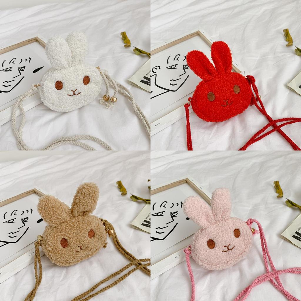 Adorable Cartoon Bunny Plush Bag For Toddlers Cute Shoulder Snack Bag
