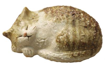 Shigaraki Ware Hechimon Kouseigama Good Night Cat Large 40-4074