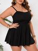 2025 European & American Plus Size Black Split Tankini Swimsuit for Women