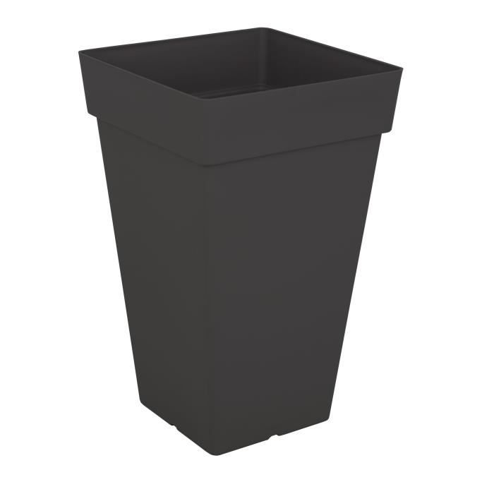 ARTEVASI Pot de fleurs carré haut Capri - 30 x 30 x H 49,5 cm - 30 L - Gris anthracite