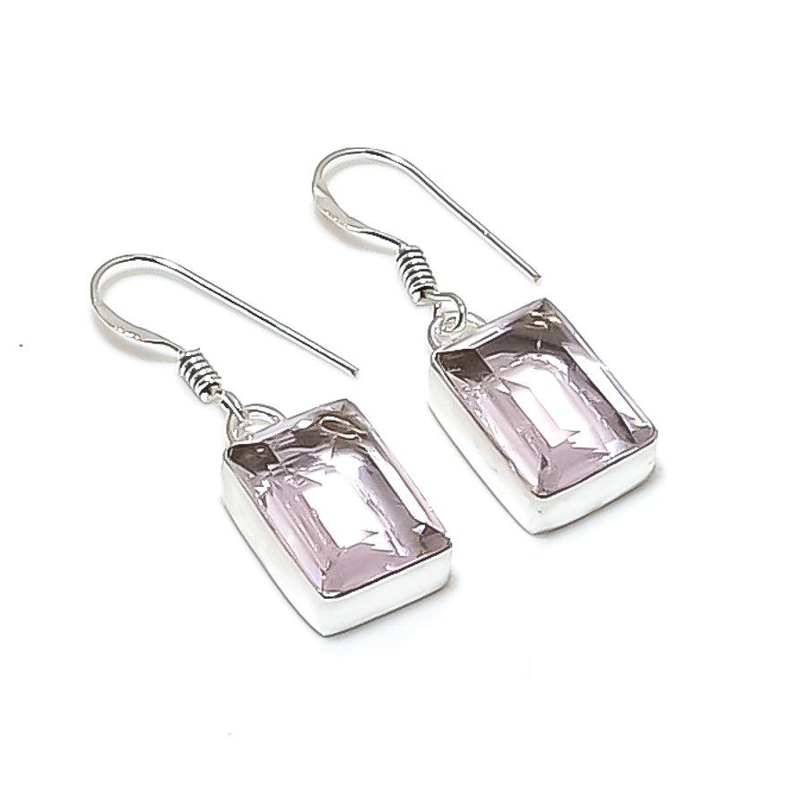 Natural Pink Kunzite Gemstone 925 Sterling Silver Jewelry Earring 1.34  AE-11864
