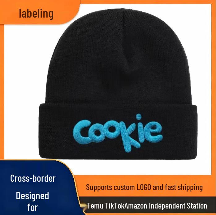 Autumn-Winter 3D Embroidery Knit Hat - Unisex Warm Wool Head Cover