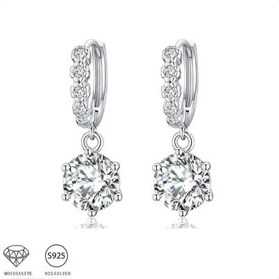 Boucles d'oreilles à Six broches en argent Sterling S925, 1-2 Carat, Moissanite, décontractées, légères, de luxe, Niche haut de gamme pour femmes ou petite amie