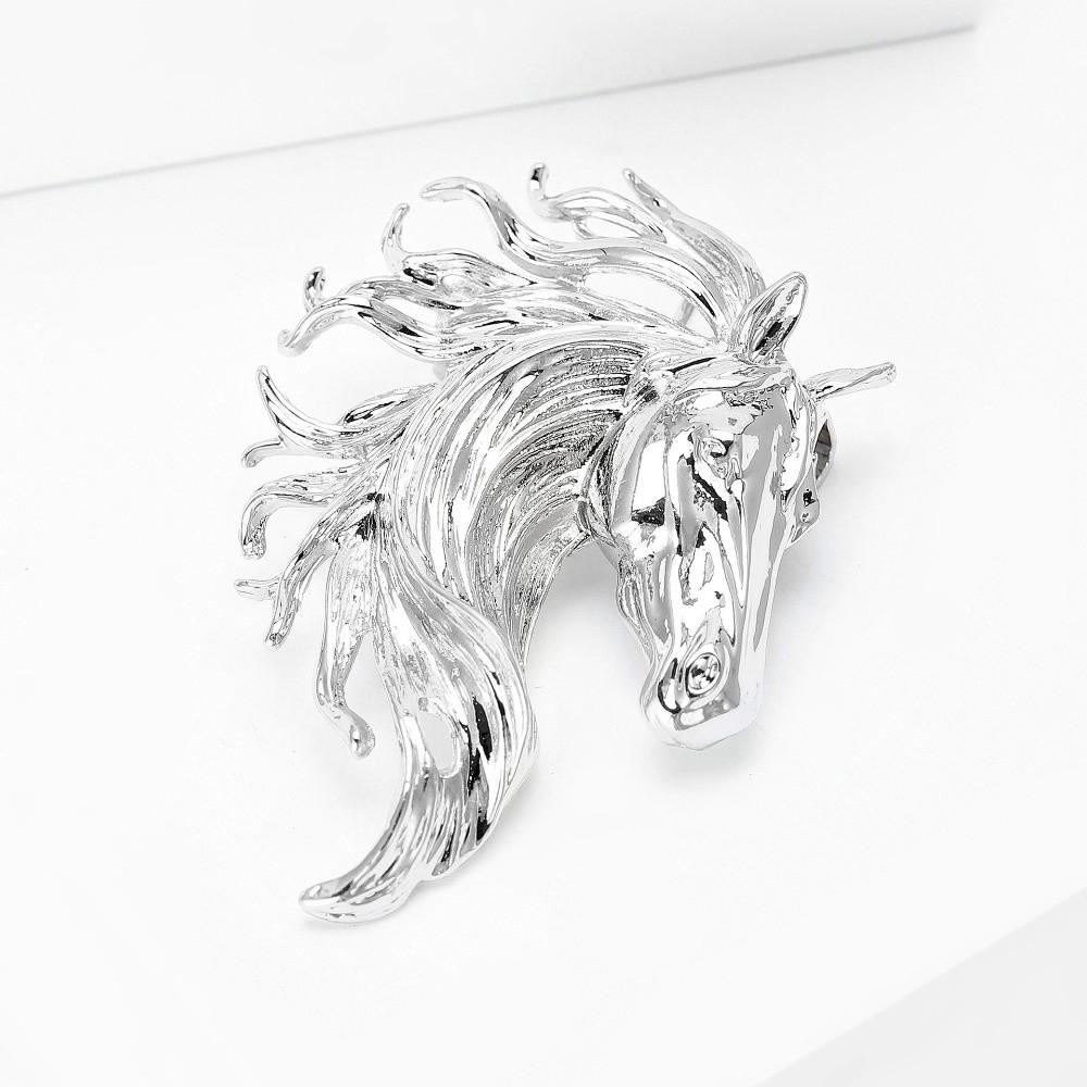Unisex Design Horse Head Brooches Luxury Glossy Horse Brooches New Brooches Jewelry  New Year Gifts