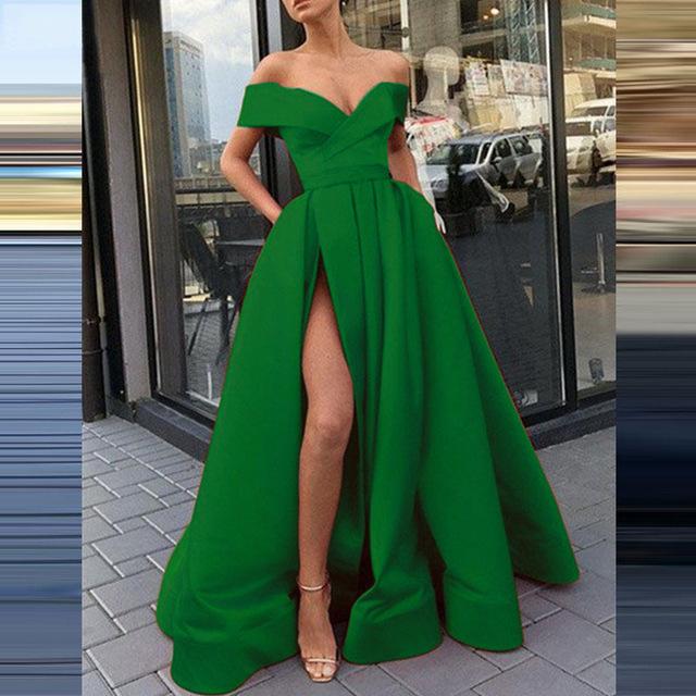 Women's 2025 Summer Satin Deep V-neck Evening Dress - Multi-color European & American Style