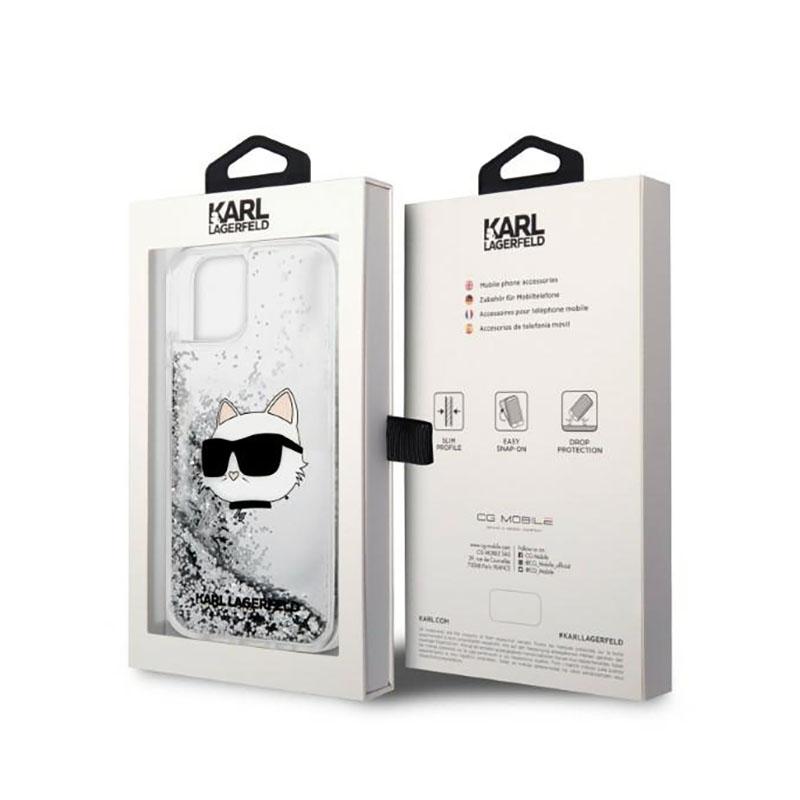 Karl Lagerfeld Liquid Glitter Nft Choupette Head - Etui Iphone 14 Plus (Srebrny)