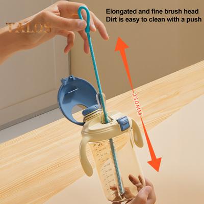 2Pcs Silicone Straw Brush Set Deep Cleaning Power Food-Grade Milk Tea Stain Remover Brush Anti-Slip Handle Straw Cleaning Tool