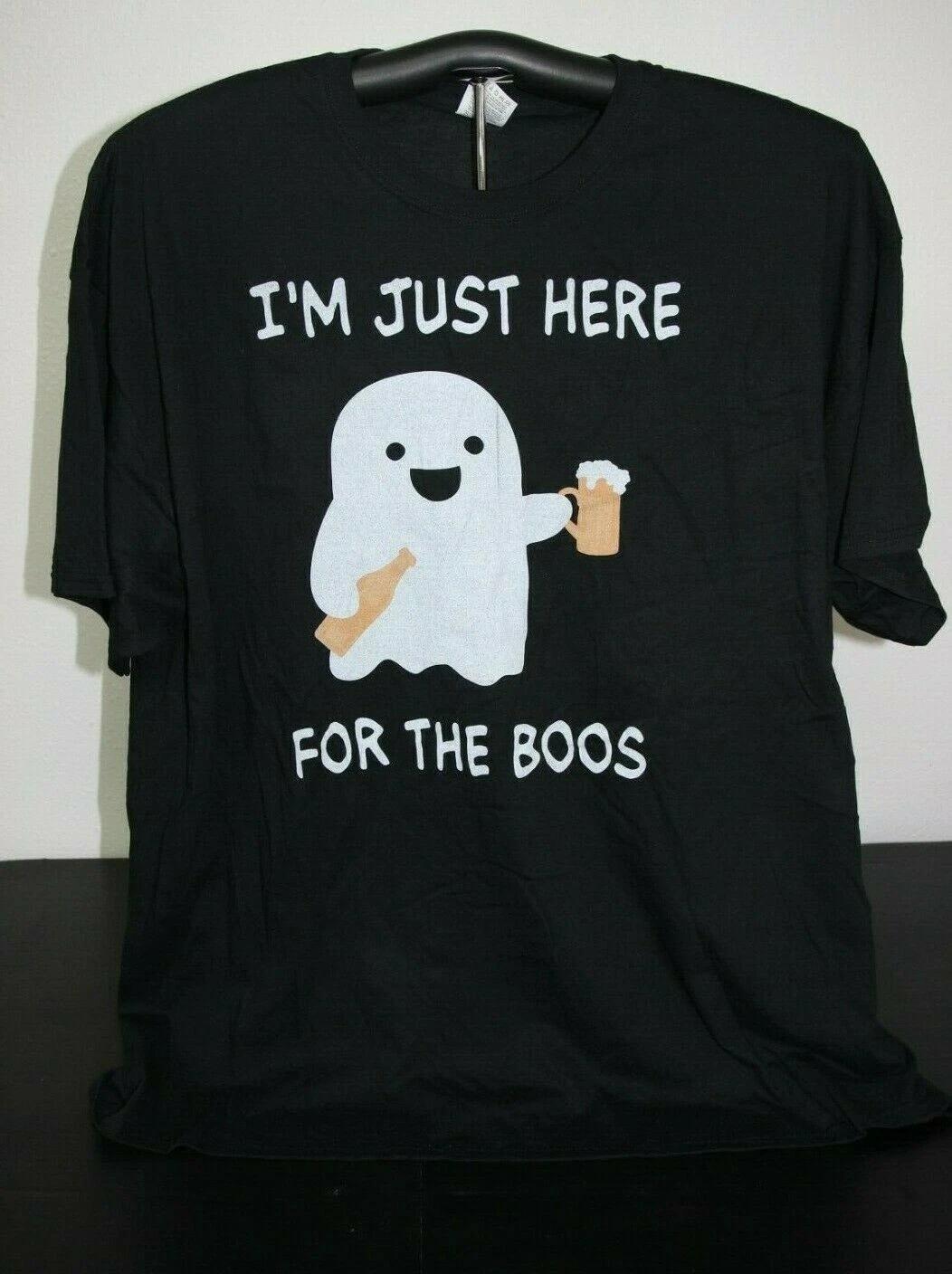 JUST HERE FOR THE BOOS - Ghost with Beer T-Shirt 3XL, Black M