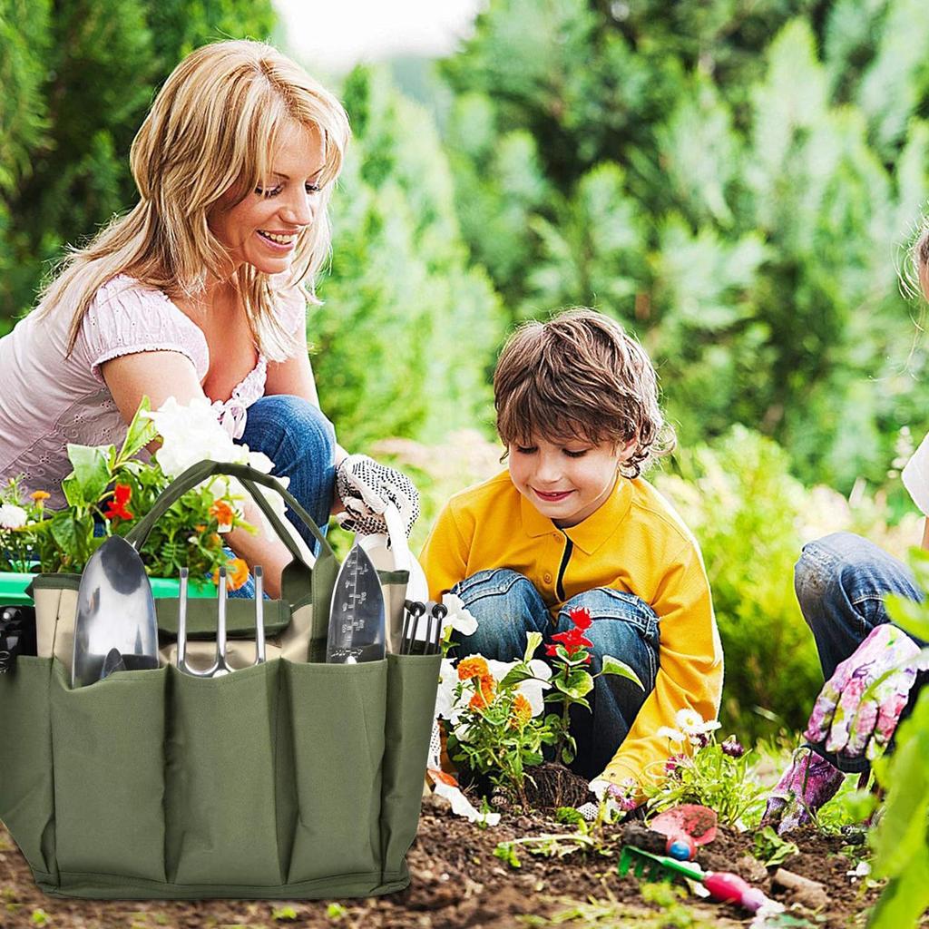 Gardening Tool Bags Waterproof 8 Side Pockets Storage Tote Large Capacity Tool Organizer Pouch For Wrenches Scissors Planting