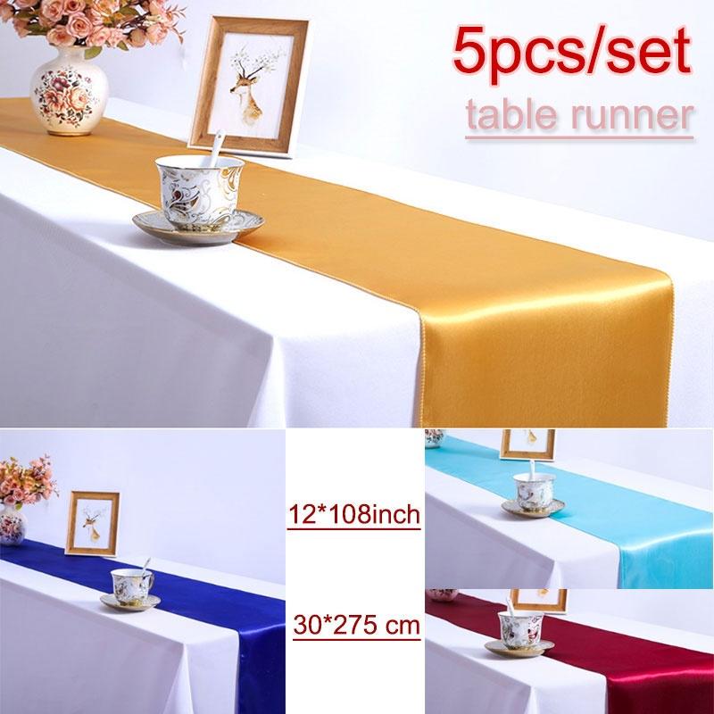 5pcs/set Table Runner Cloth Wedding Party Home Restaurant Venue Decor Supplies 30x275cm(12\ X 108\)