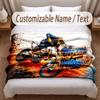 Motorcycle Biker Theme Soft Blanket Personalized Custom Name Text Print Warm Blanket Home Sofa Bedroom Decor