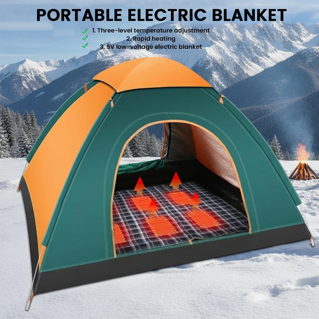 Outdoor Electric Heating Pads 3 Adjustable Temperature Camping Heating Sleeping Pad with 6 Heating Zones for Hiking Picnic