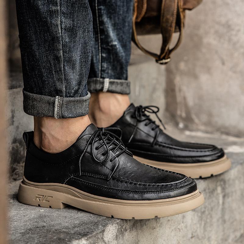 

2025 Мужская обувь Английский тренд Повседневная мужская Натуральная кожа Свадебная обувь Высококачественная Роскошная Плоская с Оксфордами Удобная 38 чёрный