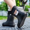 Damen Mid-Calf Wasserdichte Regenstiefel, Rutschfestes Gummi mit Baumwollfutter für Outdoor- und Küchengebrauch.