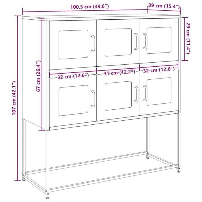 VidaXL Buffet jaune moutarde 100,5x39x107 cm acier laminé à froid 853425