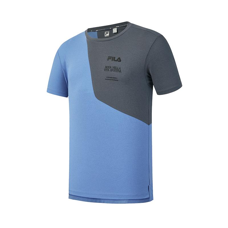 

FILA Fitness Series Simple Sports Training Versatile Comfortable Breathable Color Block Short Sleeve T-Shirt Men Tops Pure-Snow-Blue A11M621107FBU M