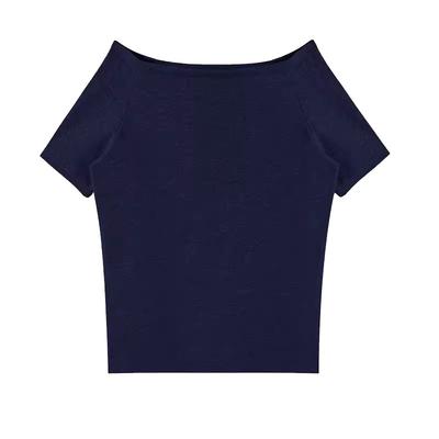 Off-the-shoulder T-shirt with A Laid-back Style, One-shoulder Short-sleeved Top That Shows Off The Shoulder and Makes You Look Slimmer