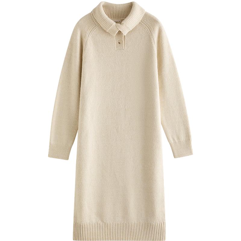 

INMAN Women s High-Neck Knit A-Line Dress L