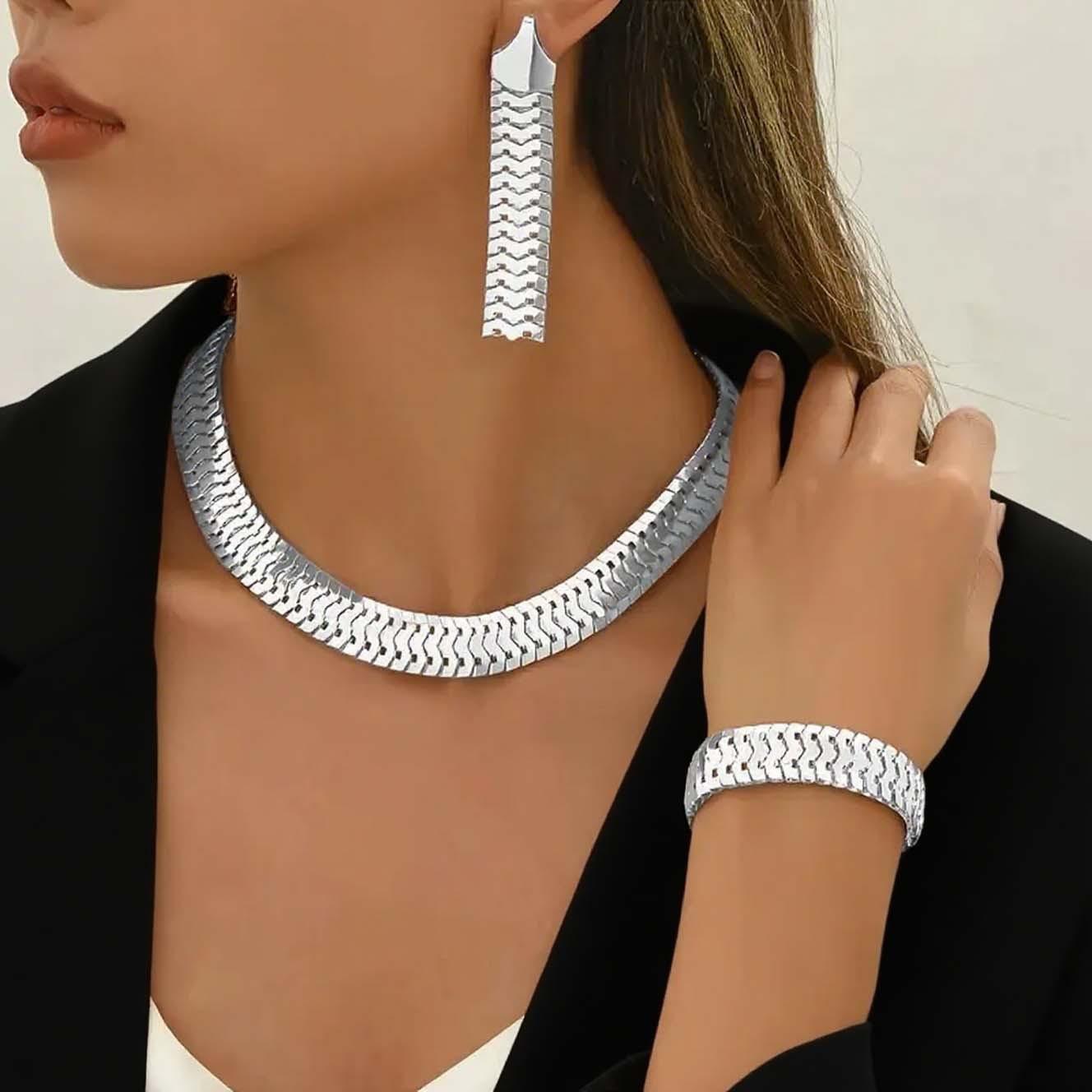 

Классический стиль, колье, браслет, серьги, набор украшений, подходит для повседневной носки, универсальные женские аксессуары
