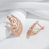 Fashion Glossy  Rose Gold Color Ethnic Bridal Earrings Unusual Hollow Flower Drop Earrings For Women Daily Jewelry