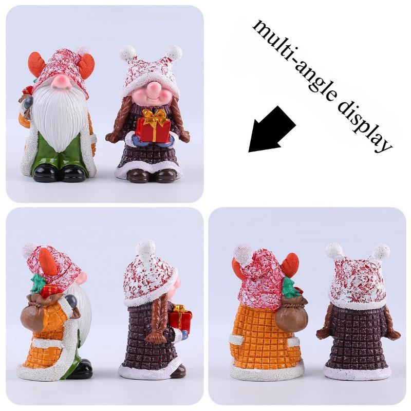 Christmas Hat Resin Dwarf Decoration Christmas Decoration Dwarf Statue Craft Desktop Ornament Home Decor