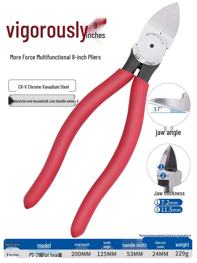 High Hardness Chrome Vanadium Alloy Steel Pliers: Water Mouth, Cutting, Wire, Side, Diagonal Cutters for Industrial Use.