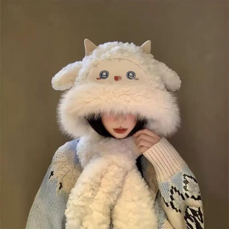 Women's Lamb Plush Winter Hat & Scarf Set