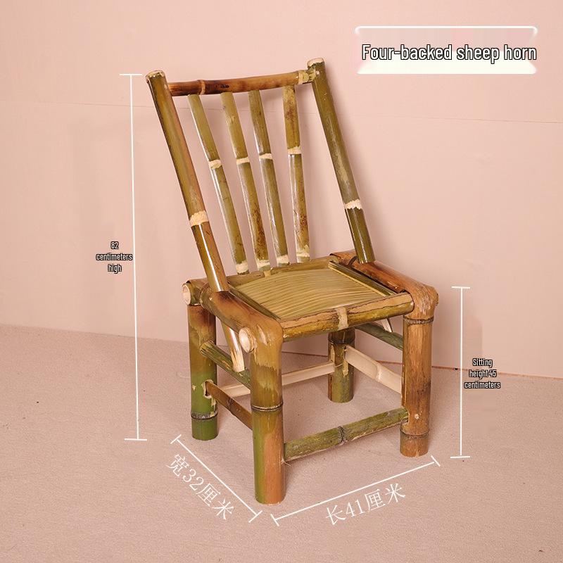 Retro Hand-Woven Bamboo and Rattan Chair for Home and Balcony