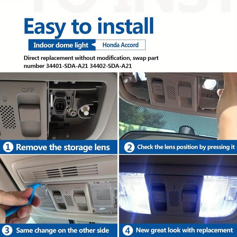 Interior Dome Light Cover Roof Map Light Lens for Honda Accord Hybrid Civic Replace 34401-SDA-A21 34402-SDA-A21 Pair