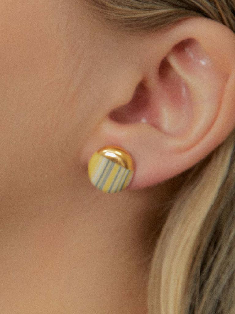 Cerabonito Stratigraphy Round Ceramic Earrings (Yg)