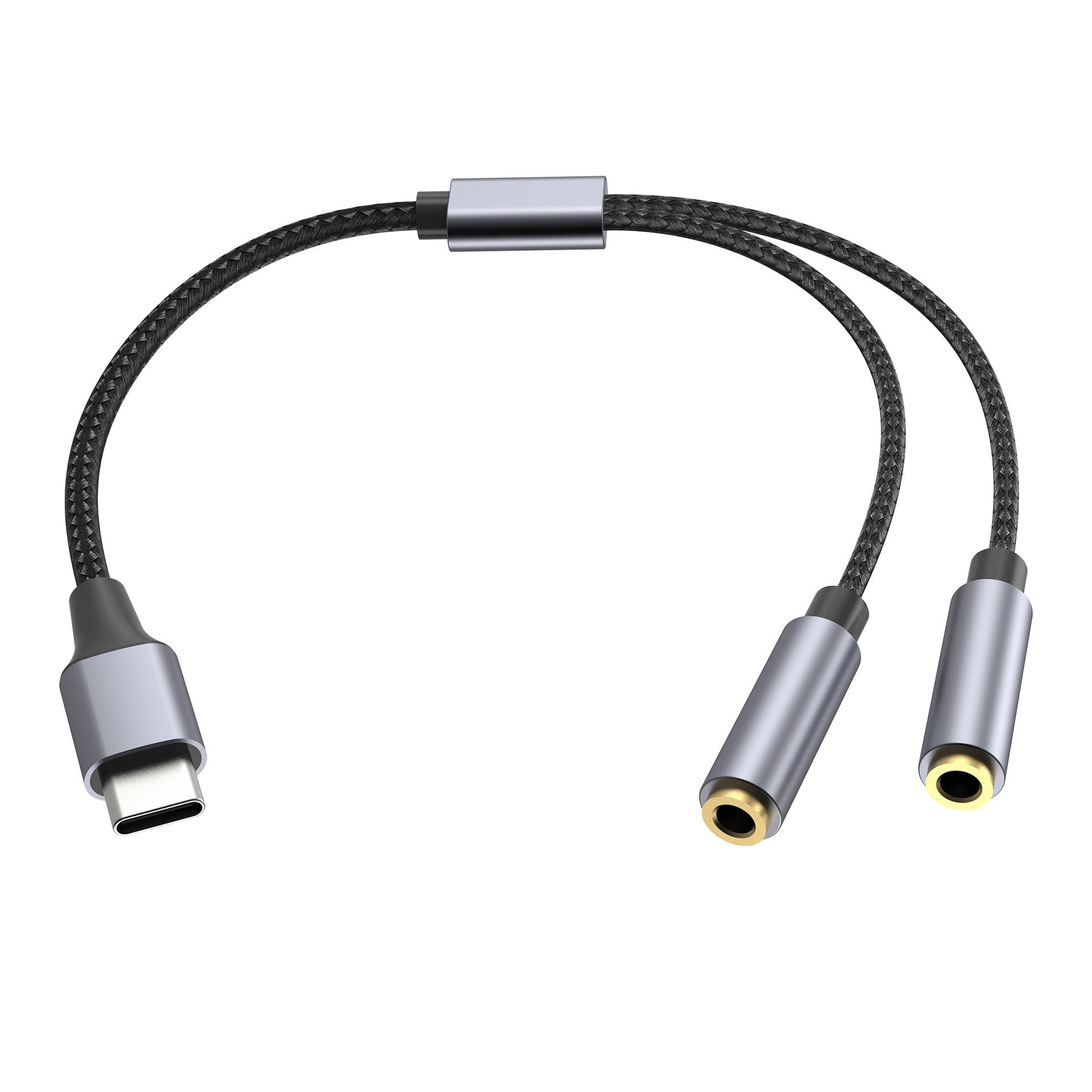 

25cm Type-C to 3.5mm Audio Splitter Cable Headphone Adapter for Smartphone Computer A