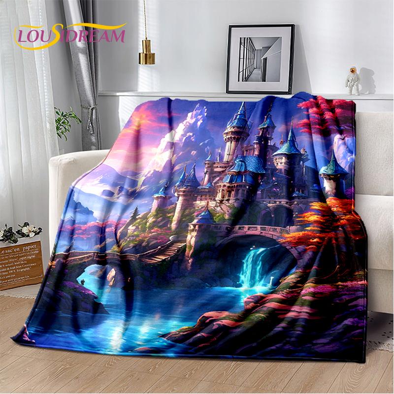 Fairyland Fairy Tale Castle Mysterious Gothic Dream Cartoon Soft Blanket,Soft Throw Blanket for Home Bedroom Bed Sofa Child Gift