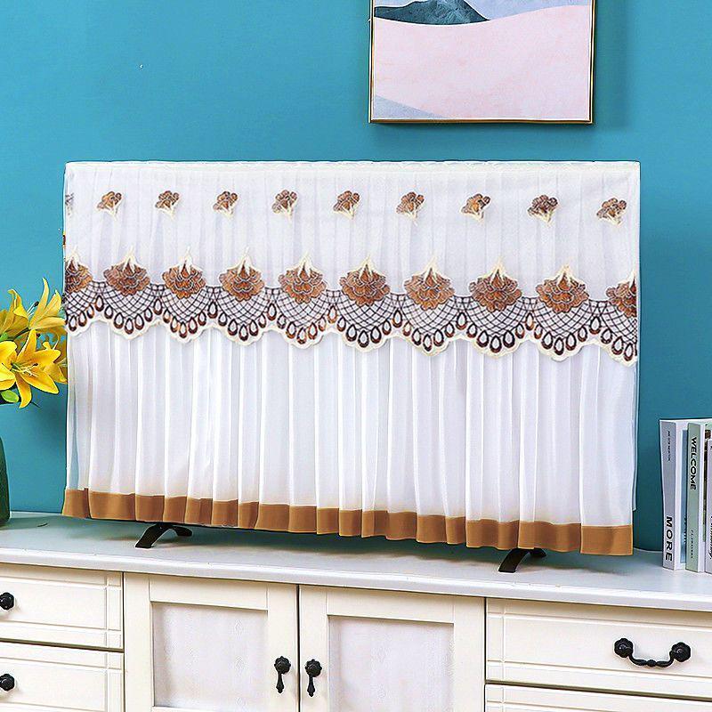 Universal Chinese Style Dustproof TV Cover - Full Wrap, Boot Up Without Removal, 55-75 Inch Compatibility