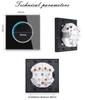 White Glass Panel Switch Button Surround Indicator Light EU UK Standard Circular Reset Switch Socket Office Home Villa Hotel