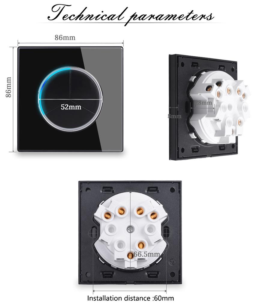 White Glass Panel Switch Button Surround Indicator Light EU UK Standard Circular Reset Switch Socket Office Home Villa Hotel