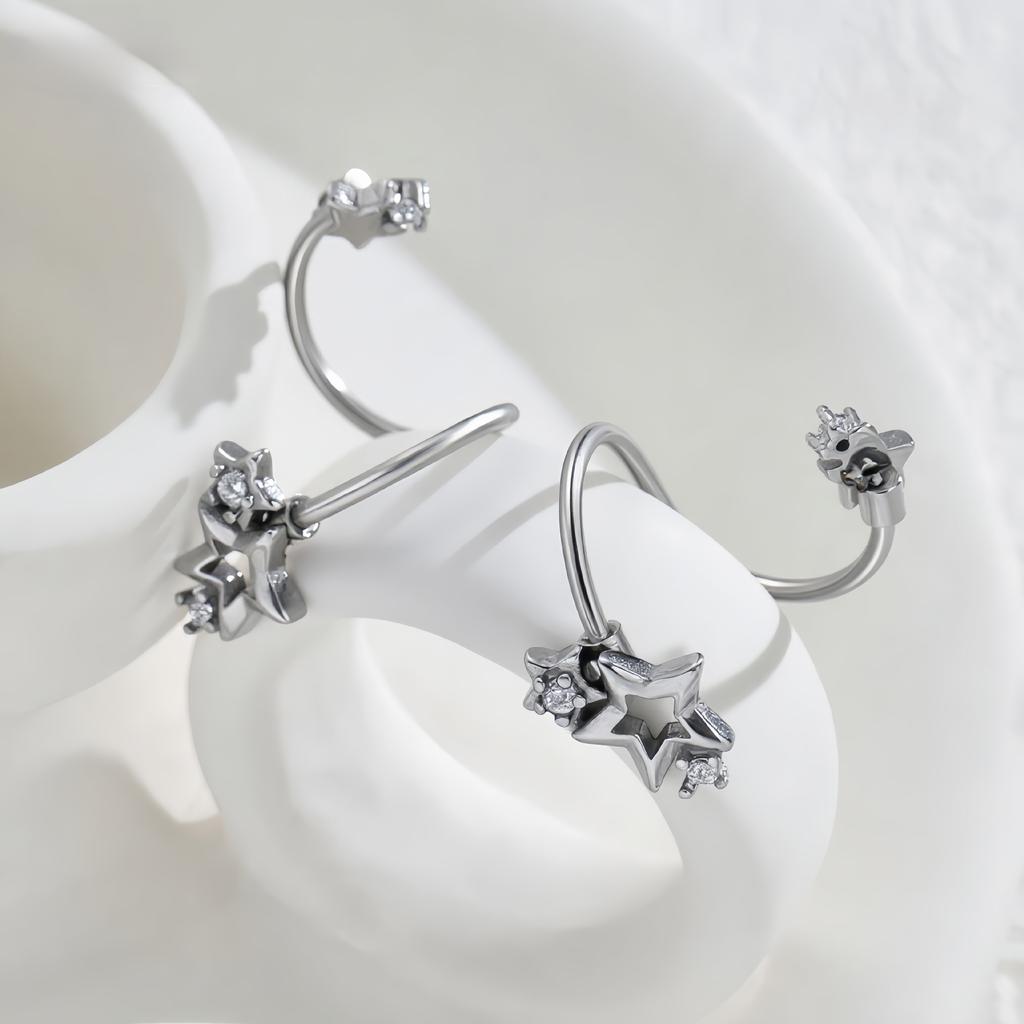 Japan and South Korea niche design snowflake pearl stainless steel earrings temperament elegant daily commuter women's jewelry stud earrings