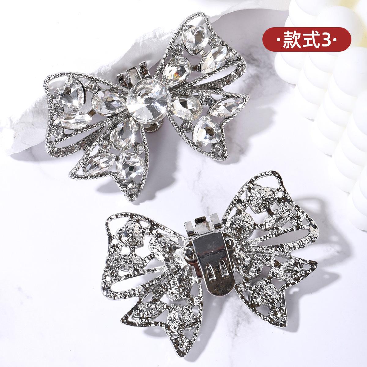 Съемная пряжка для обуви со стразами в виде банта 1 шт. One Size