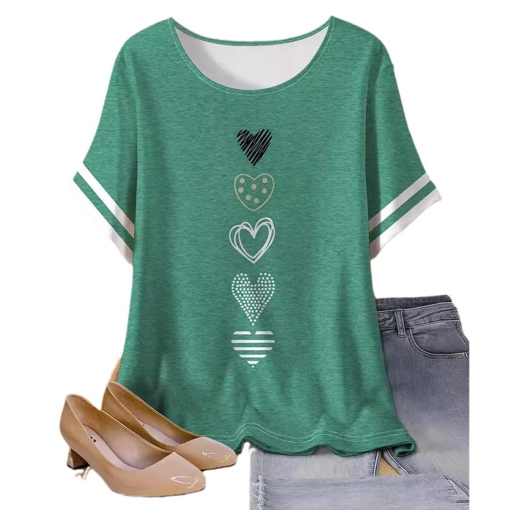 Summer Round Neck 3D Retro Ethnic Style Printed Top Fashionable Casual Short Sleeved Women's Plus SizeT-shirts